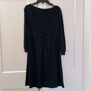 Lux Black Soft Dress with Ruching 3/4 Sleeve